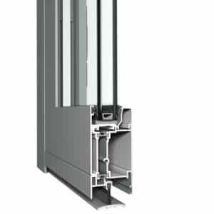 ES50 door inward opening 3d detail - Window and Door Profiles in Aluminum, PVC and Wood - Window Profile